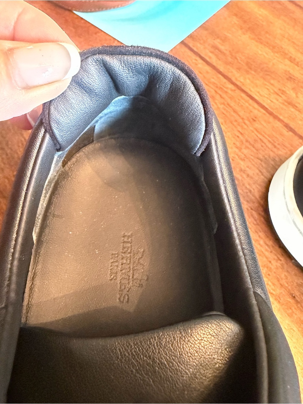 Hermes Black Leather Low-Top Sneakers with White Soles and Laces - Picture 11 of 11